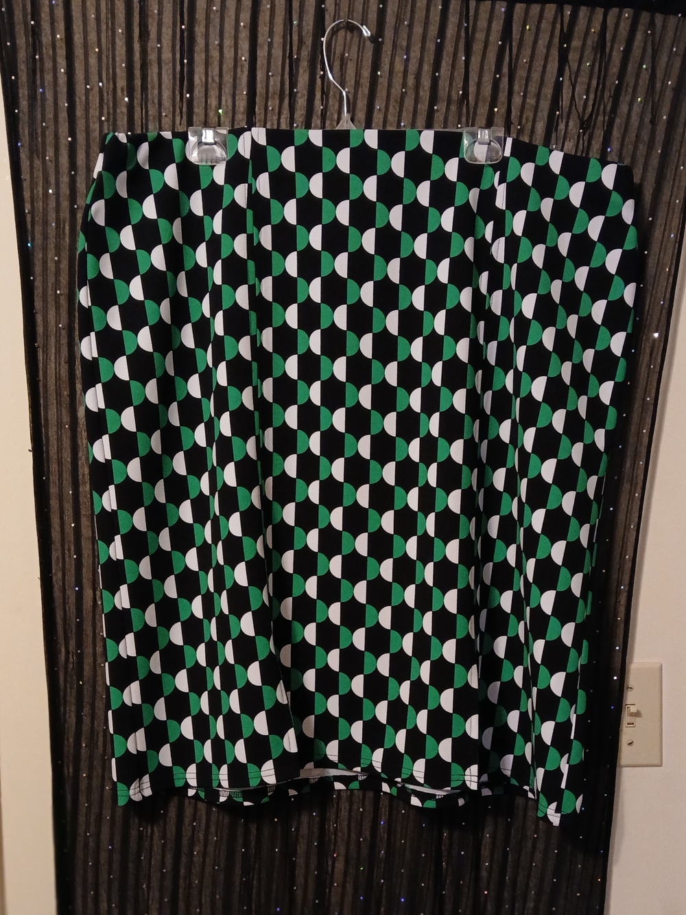Cato Black, Green & White Geometric Skirt